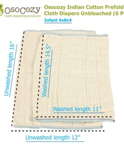 OsoCozy Prefolds Unbleached Cloth Baby Diapers, Size 1 (7-15 lbs), 6 Pack, Soft, Absorbent and Durable 100% Natural Cotton 26 71mom6C3SaL