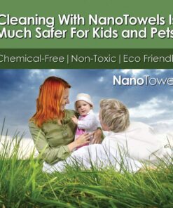 Nano Towels Cleaning Cloths - Cleans with Only Water - Wipes Away Dust, Spills & Grime Instantly Without Chemicals Paper Or Microfiber Supplies. Kitchen, Bathroom, Glass 14x14” 4-Pack Green 34 71mpYfEEDHL