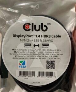 Club3D CAC-2068 VESA Certified DisplayPort to DisplayPort 1.4/Hbr3 M/M Cable DP 1.4 8K 60Hz 2m - 6,56ft 2m/6.56ft VESA male-male 28 71mqeYCwQUL