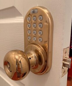 MiLocks TKK-02P Digital Door Knob Handle Lock with Electronic Keypad - Keyless Entry Smart Door Lock with Adjustable Latch Locks, Audible Tones for Interior Front Doors & More, Polished Brass 33 71mrktQw7zL