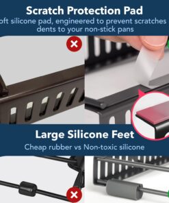 Pot Lid Holder 12+ Adjustable Dividers by BTH Expandable Pan and Pot Lid Organizer Rack for Cabinet – Heavy Duty Pot Lid Organizer for Kitchen Under Sink Drawer Pantry Storage (5.5"W, Dark Grey) LID HOLDER 5.5"W (DARK GREY) 23 71msEgCsZL