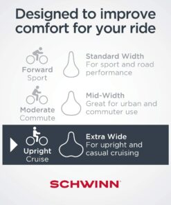 Schwinn Comfort Bike Seat, Bicycle Seat Replacement for Men and Women, Universal Fit Saddles with Standard Seat Posts Cruiser/Quilted Black 30 71msvF132uL