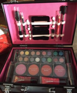 SHANY Carry All Makeup Train Case with Pro Makeup Set, Makeup Brushes, Lipsticks, Eye Shadows, Blushes, Powders, and more - Reusable Makeup Storage - Premium Gift Packaging - Silver 36 71muKDLKvbL