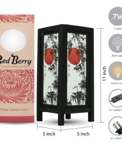 Alternative view of Thai Vintage Handmade ASIAN Oriental Handcraft Japanese Sunset Bamboo Tree Art Bedside Table Light or Floor Wood Lamp Home Bedroom Decor Modern JP Sunset Bamboo 5CE
