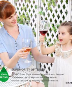 MICHLEY Unbreakable Wine Glasses, 100% Tritan Plastic Shatterproof Large Wine Glasses 20 oz, Set of 2 21 71mvP5iVZwL
