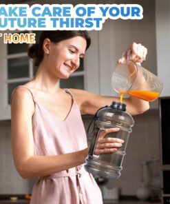 75 Oz Half Gallon Water Bottle with Handle - 2.2L Sport Bottle BPA Free Athletic Gear Leak Proof Water Bottles Hydration Bottle - Gym Water Jug Sports Water Bottle Hiking Outdoor Camping Water Jug Grey 18 71mwfyf08CL