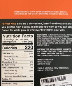 Perfect Keto Bars - The Cleanest Keto Snacks with Collagen and MCT. No Added Sugar, Keto Diet Friendly - 3g Net Carbs, 18g Fat,11g protein - Keto Diet Food Dessert (Salted Caramel, 12 Bars) Salted Caramel 12 Count (Pack of 1) 37 71mxJ2Otr4L