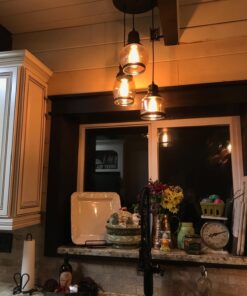UNITARY Farmhouse Pendant Lights Kitchen Island, Kitchen Light Fixtures, Rustic Dining Room Light Fixture with 3 E26 Bulb Sockets, Black Metal and Glass Jar Chandelier, Ceiling Pendant Light Fixtures 38 71mzRSY7 L