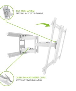 Kanto PDX650W Full Motion Articulating TV Wall Mount for 37-inch to 75-inch TVs | Low Profile with 22" Extension | Integrated Cable Management | Swivel and Tilt Capable | White 31 71n kZWGhhL