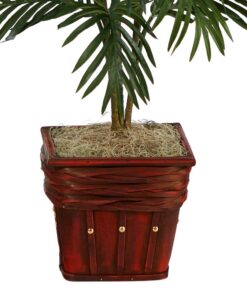 Nearly Natural 6536 Areca Palm with Wicker Basket Decorative Silk Plant, Green,10.5" x 10.5" x 40" 8 71n0JFsoR2L