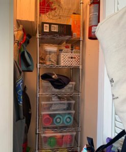 Whitmor Supreme Stacking Shelf with Basket - Adjustable Home Organizer - Chrome Stacking Shelf W/Basket 42 71n0OpLtPqL