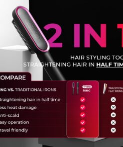 Hair Straightener Brush, TYMO Ring Hair Straightener Comb Straightening Brush for Women with 5 Temps 20s Fast Heating & Dual Voltage Black 28 71n1RtFlM6L