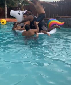 GoFloats Giant Inflatable Pool Floats - Choose Unicorn, Dragon, Flamingo, Swan, or Bull - Includes Drink Float 48 71n2GJkl56L