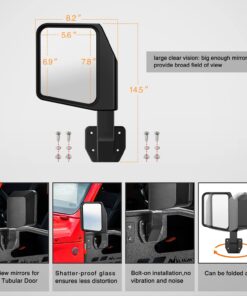 Nilight Off Road Front Tubular Doors with Side View Mirrors Compatible with 2018 2019 2020 2021 2022 2023 Wrangler JL 2020 2021 2022 2023 Gladiator JT 2 Door Only, 2 Years Warranty 2 Front Tubular Doors 2018-2023 JL/JT 13 71n3D3jiXsL