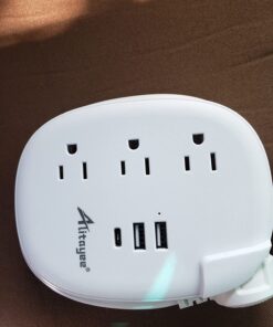 Alitayee USB C Travel Power Strip,Portable Power Strip with 3 Outlets 3 USB Ports Fast Charge, USB Extension Cord with Flat Plug and 4ft Wrapped Around Extension Cord for Cruise Travel Home Office 15.5W USB-4FT 02-White 32 71n3dIcdpL