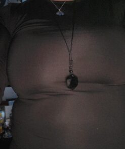 MENGLINA Black Obsidian Hexagram Natural Stone Necklace Translucent Ice Obsidian Wolf Tooth Amulet His and Hers Couples Necklace Lucky Love Pendant Necklace for Men Women Hexagon (Black Rope) 28 71n5BHp CL