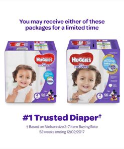 HUGGIES LITTLE MOVERS Active Baby Diapers, Size 4 (fits 22-37 lb.), 152 Ct, ECONOMY PLUS (Packaging May Vary) 30 71n5bFAoD1L
