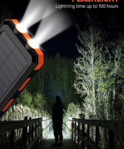 Mregb Power Bank,Solar Charger,36800mAh 5V3.1A QC 3.0 Dual 2 USB Port Built-in Powerful Flashlight IPX7 Waterproof Dustproof Shockproof(Deep Orange) Deep Orange 13 71n6v1mtr2L