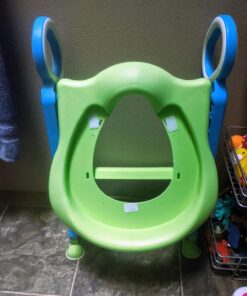 Potty Training Toilet Seat with Step Stool Ladder for Boys and Girls Baby Toddler Kid Children Toilet Training Seat Chair with Handles Padded Seat Non-Slip Wide Step (Blue Green) Blue+Green 54 71n85rQiasL