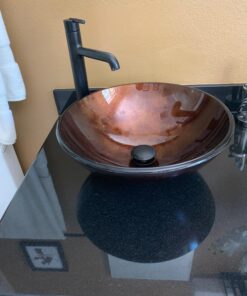 Aquaterior Modern Bathroom Round Artistic Tempered Glass Vessel Vanity Sink Bowl Basin Spa (FAUCET NOT INCLUDED) Flame Red 41 71nBn9o2ZFL