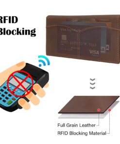 Compalo RFID Blocking Vintage Full Grain Leather Long Bifold Wallet for Men ID Cash Card Wallet Checkbook Credit Cards Holder Vintage Brown 20 71nD7d1YckS