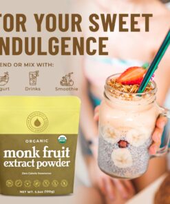 NatriSweet Organic Monk Fruit Extract, 3.5 oz, Pure Monk Fruit Sweetener Organic with No Erythritol, No Fillers, Zero Calories, Pure Monkfruit Sweetener for Keto and Paleo Diet, 322 Servings 22 71nExZJ0cGL