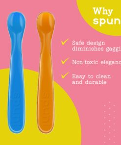 Spuni - First Baby Spoon for 4 Months Onwards, Bouncing Blue and Oops! Orange, 2 Pack Bouncing Blue & 'Oops!' Orange 16 71nGGHccTtL