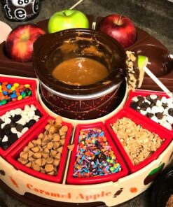 Nostalgia CCA5 Lazy Susan Chocolate & Caramel Apple Party with Heated Fondue Pot, 25 Sticks, Decorating and Toppings Trays 26 71nGGgNoydL 1