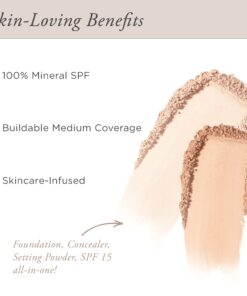 PÜR 4-in-1 Pressed Mineral Makeup SPF 15 Powder Foundation with Concealer & Finishing Powder- Medium to Full Coverage Foundation- Mineral-Based Powder- Cruelty-Free & Vegan Friendly 06. Light/LN6/light skin w/neutral undertones 30 71nGtSsL31L