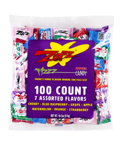 Zotz Fizzy Candy Bag, Assorted Flavors, 100 Count Bag 100 Count (Pack of 1)