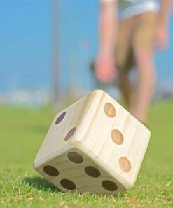 GoSports Giant Wooden Playing Dice Set with Rollzee and Farkle Scoreboard - Includes 6 Dice, Dry-Erase Scoreboard and Canvas Tote Bag - Choose 2.5 Inch or 3.5 Inch Dice) 3.5 Inch Natural Wood Dice 28 71nKJw0B9YL