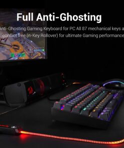 Redragon K552 Mechanical Gaming Keyboard 87 Key Rainbow LED Backlit Wired with Anti-Dust Proof Switches for Windows PC (Black Keyboard, Red Switches) 87 Key Red Switch Black 32 71nKW9FJ0OL