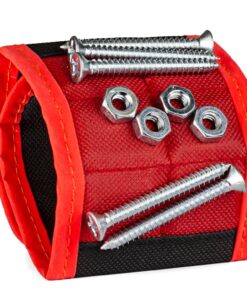 BYKES Magnetic Wristband for Holding Screws, Nuts, Nails and Bolts | Powerful Super Strong Magnetic Tool Wristband for Men and Women | Large Magnetic Wrist Tool Holder | Tool Gifts for Men | Red/Black 13 71nKhOaKT9L