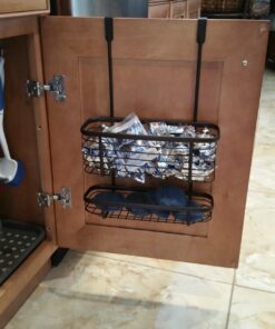 iDesign Steel Over-The-Cabinet 2-Tier Hanging Kitchen Storage Basket The Axis Collection, 4" x 11.1" x 16.3", Bronze 33 71nLH9WcMSL