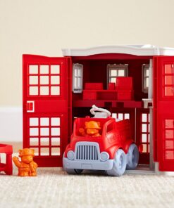 Green Toys Fire Station Playset - 8 Piece Pretend Play, Motor Skills, Language & Communication Kids Role Play Toy. No BPA, phthalates, PVC. Dishwasher Safe, Recycled Plastic, Made in USA. 18 71nLK7ANNcL