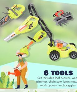 CP Toys 6-in-1 Kids Gardening Set, Includes Kids Leaf Blower, Kids Lawn Mower, Weed Trimmer and Chainsaw, Realistic Action and Sound Effects, Outdoor Toy for Kids Ages 3 Years Plus 16 71nLgHwOL