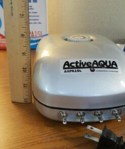 Hydrofarm AAPA15L Active Aqua, 4 Outlets, 6W, 15 L/min Air Pump, Silver,Grey 30 71nM1DDoPXL
