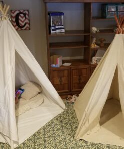 6' Giant Teepee Play House of Pine Wood with Carry Case by Trademark Innovations (White) 48 71nMW50cwPL