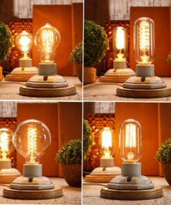 Kiven Vintage Decor White Ceramics Wooden Base Table Lamps E26 Industrial Lamp Home Decor Bulb Not Included 1-Pack 11 71nNW6afK L