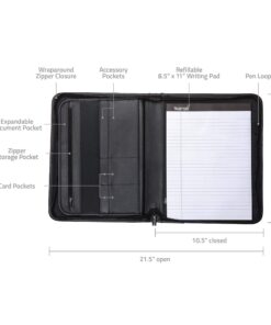 Samsill Professional Resume Padfolio with Secure Zippered Closure, 10.5 x 13 inches, Sleeve for 10.1 inch Tablet, 8.5 x 11 Notepad, Black Full Size 37 71nOV2hKOhL