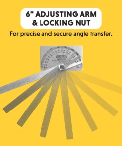 General Tools Angle Protractor #17 Stainless Steel Square Head - Measuring Tool for Carpenters & Woodworking Hobbyists Angle Finder 12 71nP8F8xHUL