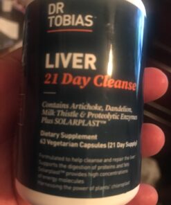 Dr. Tobias Liver 21 Day Cleanse, Herbal Liver Detox Cleanse with Solarplast, Artichoke Extract, Milk Thistle & Dandelion Extract, for Liver Cleanse & Detox, 63 Vegetable Capsules (3 Daily) (63 Count) 63 Count (Pack of 1) 23 71nPpp1TIlL