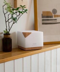 ASAKUKI 700ml Premium Essential Oil Diffuser, 5 in 1 Ultrasonic Aromatherapy Fragrant Oil Vaporizer Humidifier, Timer and Auto-Off Safety Switch, 7 LED Light Colors Light Wood 22 71nPr489LwL