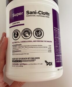 Super Sani-Cloth Germicidal Disposable Wipe - Fast 2-Minute Contact Time, Great for High-Touch Surfaces and Devices - Large Canister, 6 in. x 6.75 in. 160 Count (Pack of 1) 35 71nQiOTf3xL