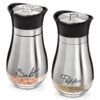 Stainless Steel Salt and Pepper Shaker Set with Glass Bottom, Perforated "S" and "P" Caps - Modern Kitchen Counter Decor (4oz)