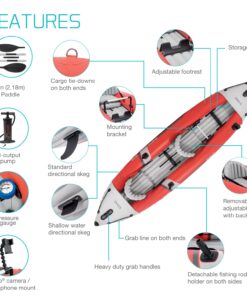 INTEX Excursion Pro Inflatable Kayak Series: Includes Deluxe 86in Aluminum Oars and High-Output Pump – SuperTough PVC – Adjustable Bucket Seat – Fishing Rod Holders – Grab Handles 2-person Kayak Set 45 71nU24vJ4mL