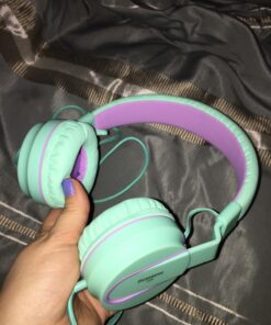 Kids Headphones, AILIHEN I35 On-Ear Headphones for School, 93dB Headphones Boy Girl, 3.5mm Wired Mic for Chromebook, Laptop (Green/Purple) Blue 36 71nUbYLSWDL