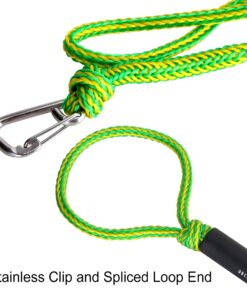 Obcursco PWC Dock Lines Boat Dock Lines 1/2” x (7ft & 14ft), Jet Ski Dock Line Mooring Line Dock Tie Pontoon Accessories for Waverunner, Kayak Tow Line with 316 Stainless Steel Clip (Green & Yellow) Green/Yellow 9 71nUpjpPPYL