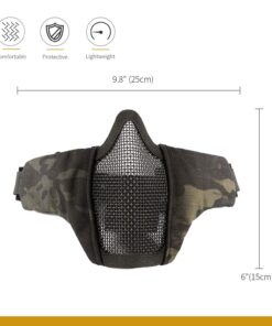Alternative view of OneTigris 6" Foldable Half Face Mesh Mask Military Style Comfortable Adjustable Tactical Lower Face Protective Mask Black
