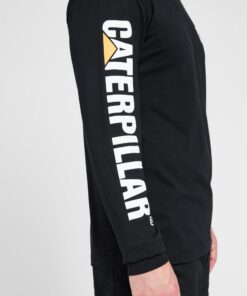 Caterpillar Trademark Banner Long Sleeve Tee Shirts for Men with Center Back Neck Wire Management Loop and Cat Workwear Logo Medium Black 18 71nV eF73iL